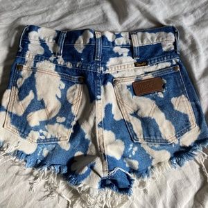 Wrangler high waisted denim tie-dye cut offs